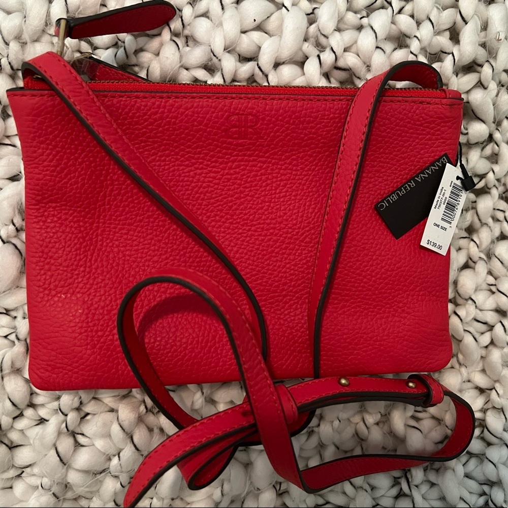 Red Leather Crossbody Purse-Banana Republic.